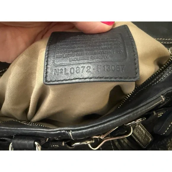 Coach Hampton F13087 Braided Trim Tassle Black‎ Pebble Leather